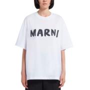 Marni Vit Logot-shirt White, Dam