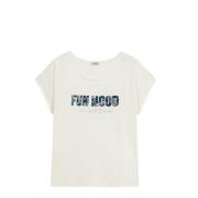 Oltre T-shirt med broderad text White, Dam