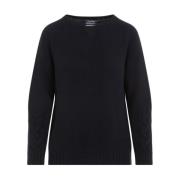 Max Mara Mörkblå Knit Treccia Sweater Blue, Dam