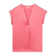 Oltre V-ringad T-shirt i två material Pink, Dam