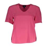 Gant Rosa Silke V-Hals Tops Pink, Dam