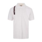 Alexander McQueen Vit Polo Skjorta med Selvedge Logo White, Herr