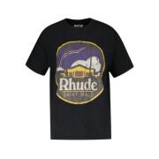 Rhude Svart Bomull T-shirt Saint Malo Black, Herr