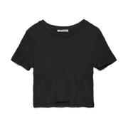 Hinnominate Räfflad Bomull Logo Print T-shirt Black, Dam