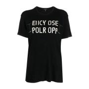 R13 Svart Dold Meddelande Casual T-shirt Black, Dam