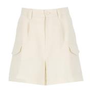 Woolrich Ivory Linen Bermuda Shorts Beige, Dam