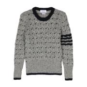 Thom Browne Randig Kabelstickad Tröja Gray, Herr