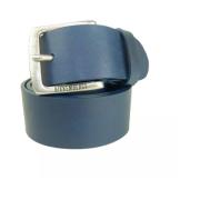 Bikkembergs Blue Leather Belt Blue, Unisex