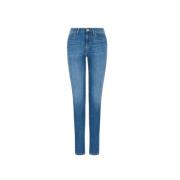 Emporio Armani Modern High Waist Skinny Jeans med Logo Blue, Dam