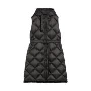 Max Mara Iridescent Nylon Quilted Hooded Vest Black, Dam