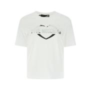 Moschino Silvertryck Dam T-shirt White, Dam