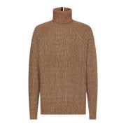 Tommy Hilfiger Hög hals herr pullover tröja Brown, Herr