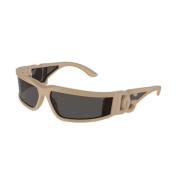 Dolce & Gabbana Beige Ram Mörkgrå Linser Solglasögon Beige, Unisex