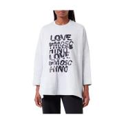 Love Moschino Glitter Print Oversized Crewneck Sweatshirt Gray, Dam