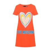 Love Moschino Hjärtapplikation Bomullsklänning Orange, Dam