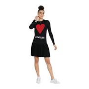 Love Moschino Elegant Svart Klänning med Perfekt Passform Black, Dam