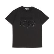 Patrizia Pepe Bomull T-shirt med Brand Design Black, Dam