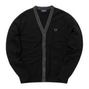 Fred Perry Herr Cardigan med Chenille Detaljer Black, Herr