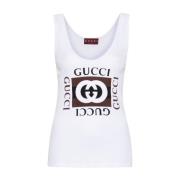 Gucci Räfflad Interlocking G Print Top White, Dam