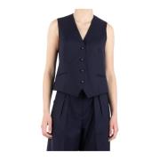 Officine Générale Klassisk Blå Ull Gilet Blue, Dam