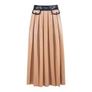 Nenette Brun högmidjig midi plisserad kjol Brown, Dam