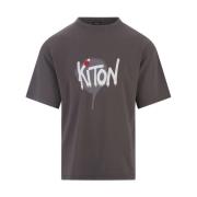Kiton Herr Graffiti-Style T-shirt i Grå Gray, Herr