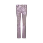 Diesel Rosa Slim Jeans Crystal-Studded Logo Pink, Dam