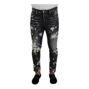 Dsquared2 Grå Splash Skinny Denim Jeans Gray, Herr