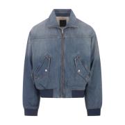 Givenchy Blå Denim Bomberjacka Blue, Herr