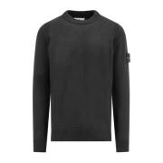 Stone Island Svart Stickat Aw24 Långärmad Black, Herr