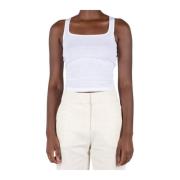 Jacquemus Räfflad Tanktop Vit Bomull White, Dam