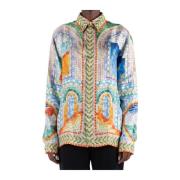 Casablanca Sidens Damskjorta med Unik Print Multicolor, Dam