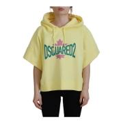 Dsquared2 Gul Logo Print Bomull Hoodie Yellow, Dam