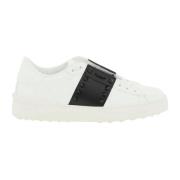 Valentino Garavani Öppna lädersneakers med nitar White, Herr