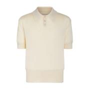 Maison Margiela Off-White Stickad Polo Tröja Beige, Herr