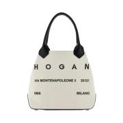 Hogan Ivory Bomull Handväska Blått Läder White, Dam