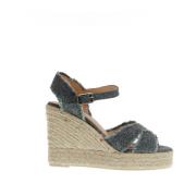 Castañer Grå Kil Espadrillos Kors Tyg Lurex Gray, Dam