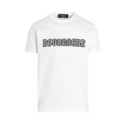 Dsquared2 Herr Bomull Logo Print T-shirt White, Herr