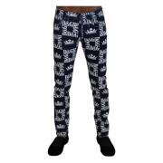 Dolce & Gabbana Elegant Denim Crown Print Jeans Multicolor, Herr