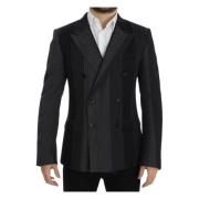 Dolce & Gabbana Grå Randig Ull Stretch Blazer Gray, Herr