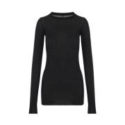 Rick Owens Svart Ribbad T-shirt Långärmad Black, Dam