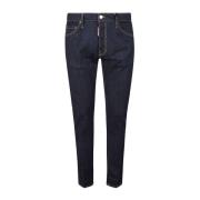 Dsquared2 Slim-Fit 5-Ficka Jeans med Logotyptryck Blue, Herr