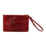 Dolce & Gabbana Röd Läder Ayers Clutch Handväska Red, Dam