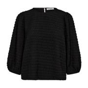 Co'Couture Texturerad Svart Blus Top & T-Shirt Black, Dam