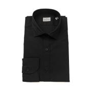 Bagutta Slim-Fit Svart Skjorta med Fransk Krage Black, Herr