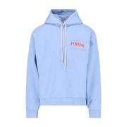 Marni Blå hoodie med rött logobroderi Blue, Herr