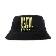 Palm Angels Gothic Logo Bucket Hat Svart Lime Black, Herr