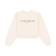 Sporty & Rich Kräm Cropped Crewneck Sweatshirt Beige, Dam