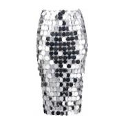 Paco Rabanne Silver Mid-Length Jupe Kjol Gray, Dam