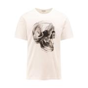 Alexander McQueen Vit Logo Print T-shirt Beige, Herr